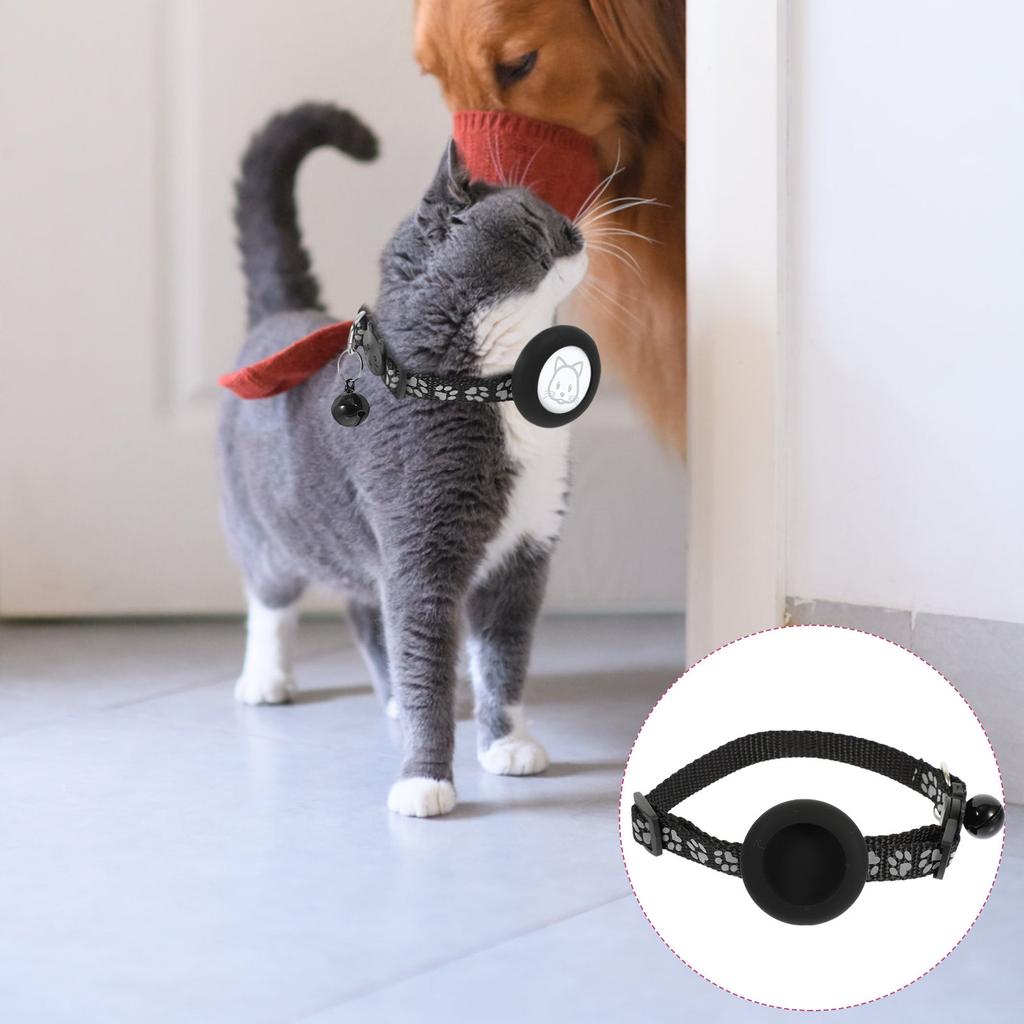 Anti-Lost Tracer Cat Collar Adjustable Waterproof Tracker Case Bell Reflective Lightweight Nylon Pet Collar for Cats and Small