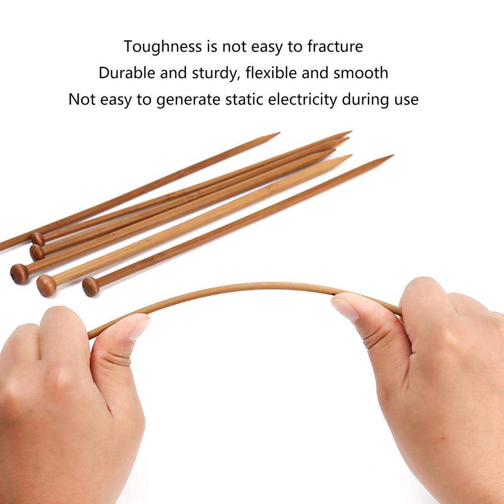 6PCS Bamboo Crochet Hooks for Weaving Bag Socks Yarn Crafts Wood Knitting Needle Pointed Head Knitting Needle