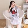Cartoon Style Girls' One-Piece Summer Nightgown - Thin, Cute, Soft for Medium/Older Kids, Ideal for Home Air Conditioning.