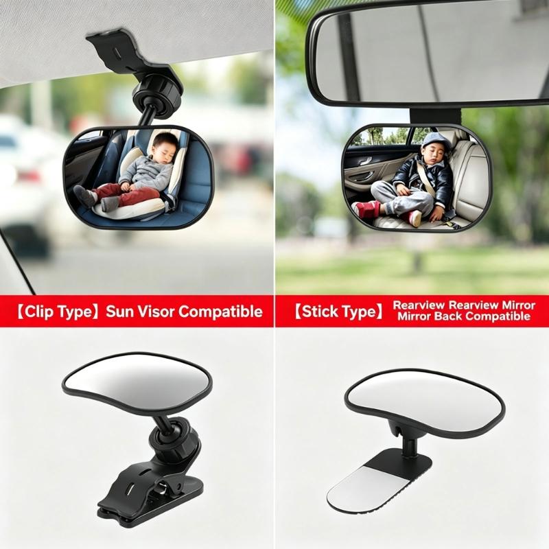 Rear-Seat Baby Monitoring Mirror with Wide View and Adjustable Head for Parents, Caregivers and Family Travel Use