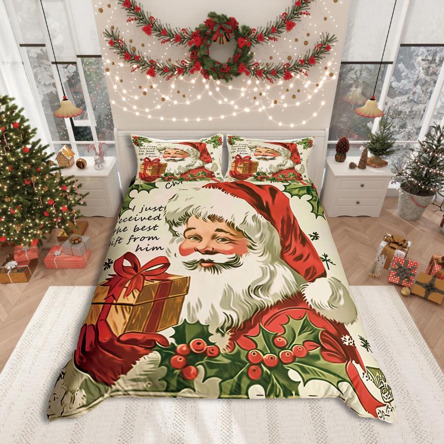 Homewish Merry Christmas Duvet Cover SetFestival Xmas For Girls Bedding SetHappy New Year Decor