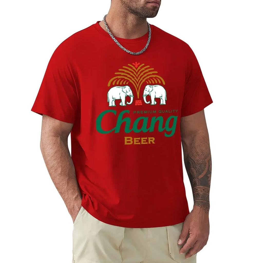 Thailand Chang Beer Bottle Label ?????? ???? T-Shirt Hippie Clothes Sweat T-shirts for Men Cotton