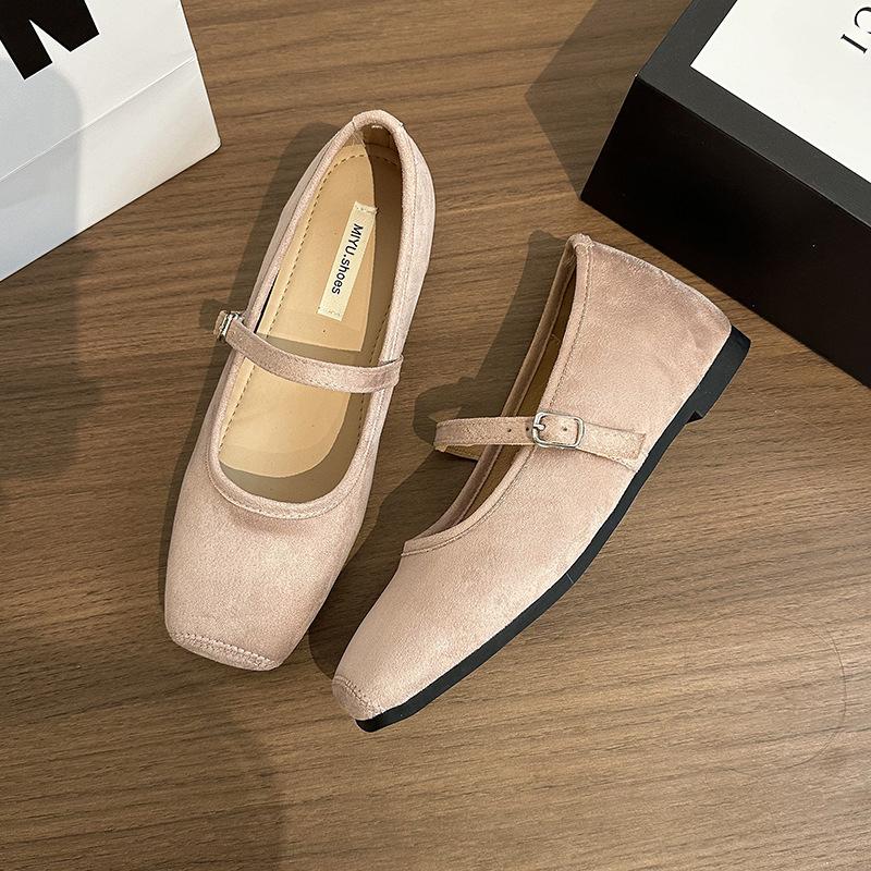 Yellow Single Shoes with Skirt Square Head Mary Jane Shoes Soft Sole Bow Ladyshoes