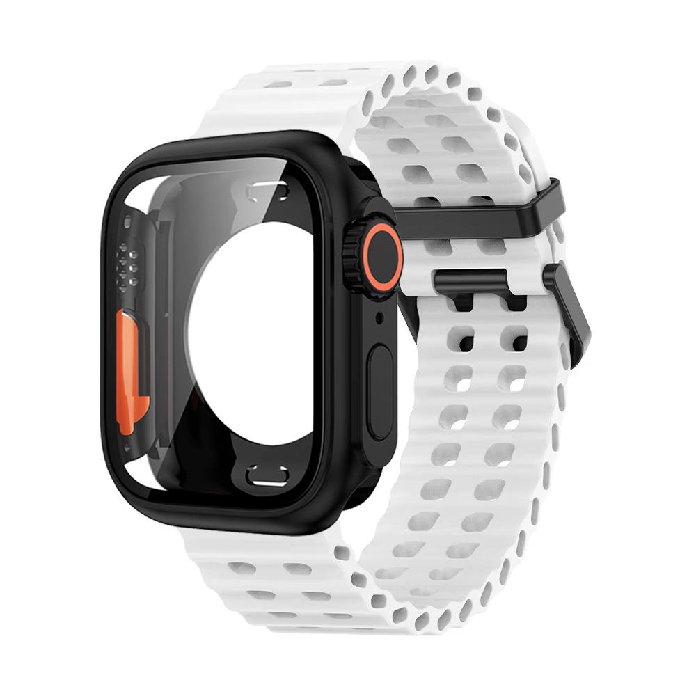 Ocean Silicone Strap+PC Case For Apple Watch Band  Series 11 10 46mm Metal Buckle Sports Bracelet Wristband iWatch 9 8 7 6 5 SE