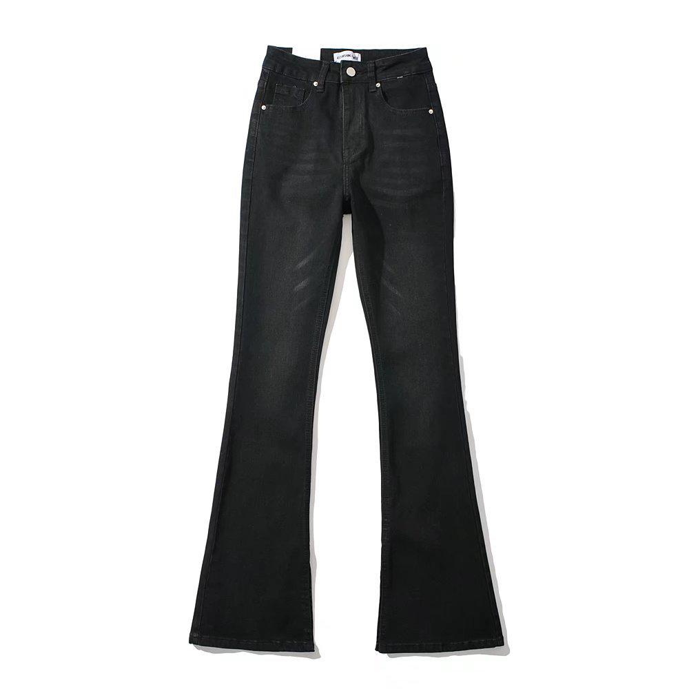 

Women s European American Washed Slit Micro Flare Floor-Length Slim Fit Jeans - Style K9924 M чёрный
