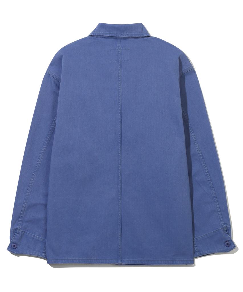 BASEMOMENT Herringbone Washed French Work Jacket Vintage Blue