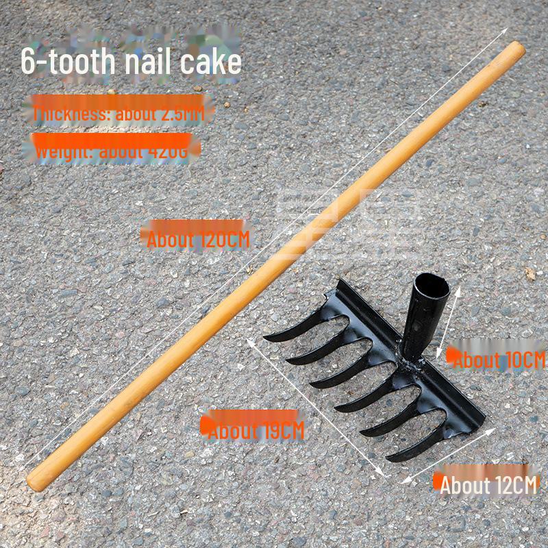 

Утолщенная многозубая головка садовых граблей из марганцевой стали с закрученными зубьями