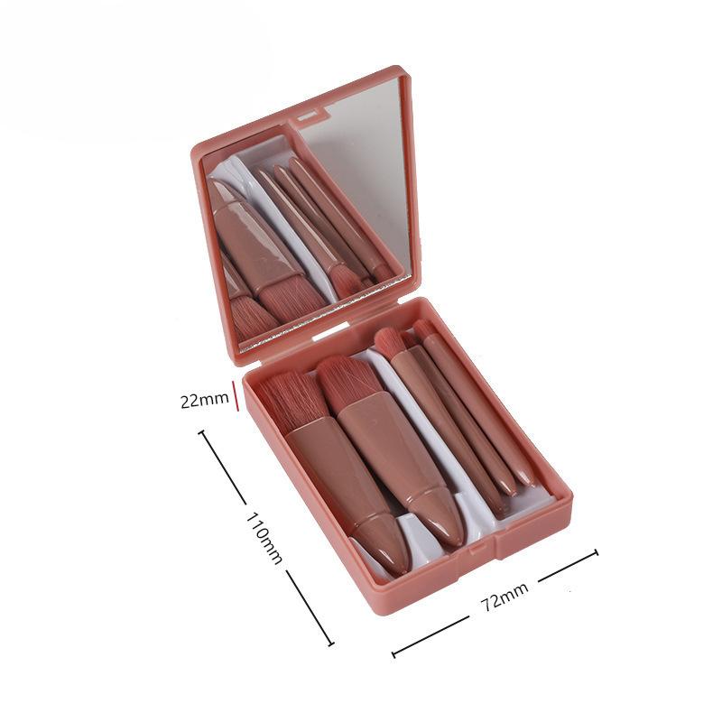 

Набор из 5 кистей для макияжа, зеркальный футляр, портативная коробка с зеркалом, многофункциональная рассыпчатая кисть, кисть для румян, косметический инструмент