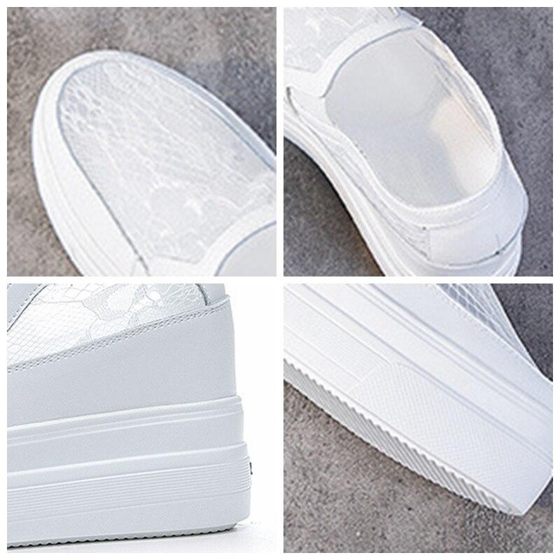 Fujin 9cm New Air Mesh Krajka Platforma Klín Letní Pohodlná Móda Vysoká značka Prodyšné Slip na tlusté podrážce Neformální módní boty
