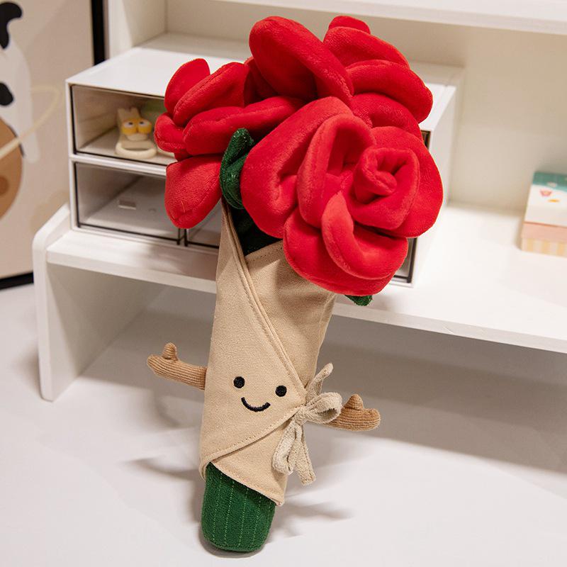 Heart-Shaped Rose Bouquet Plush Doll - 2025 Valentine's Day Gift for Girlfriend