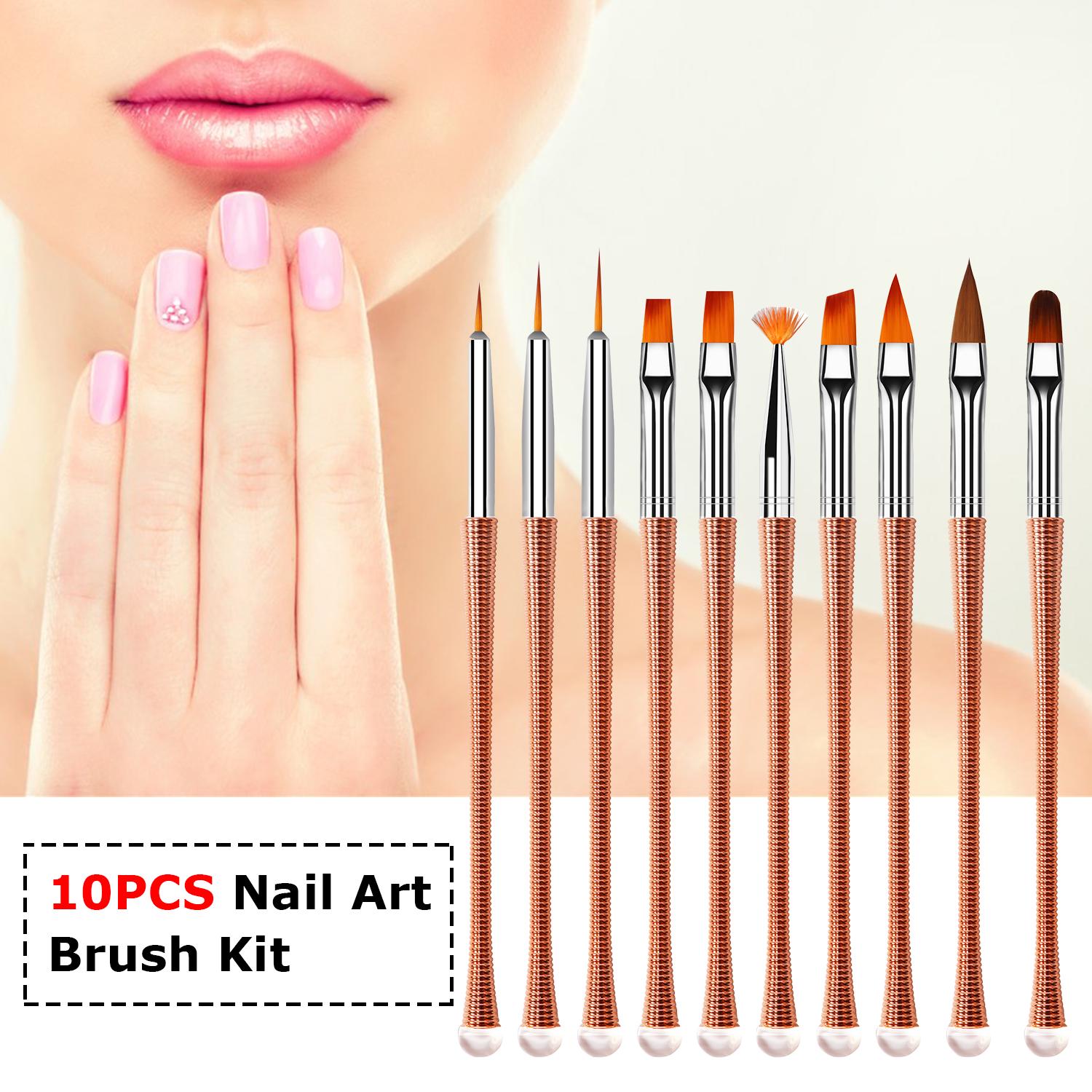 

10PCS Nail Art Кисть Набор Спиральная проволока Ручка Лак для ногтей Кисть Ручка Nail Art Дизайн Живопись Лайнер Ручка