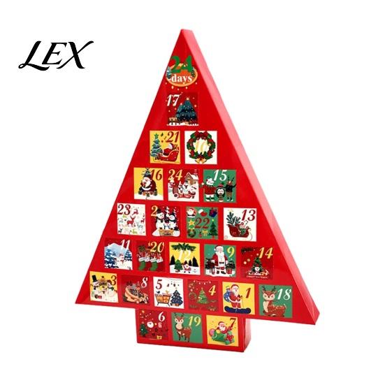 Multi Compartment Gift Box Christmas Tree Advent Calendar Box, DIY Surprising Shaped Paper Hole Punch Fillable Countdown for Candy Small Toys,