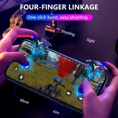 1/2 pièces Déclencheur de jeu mobile RGB/Mécanique à 4 doigts pour PUBG Mobile Manette de jeu Déclencheur Bouton de visée pour téléphones mobiles