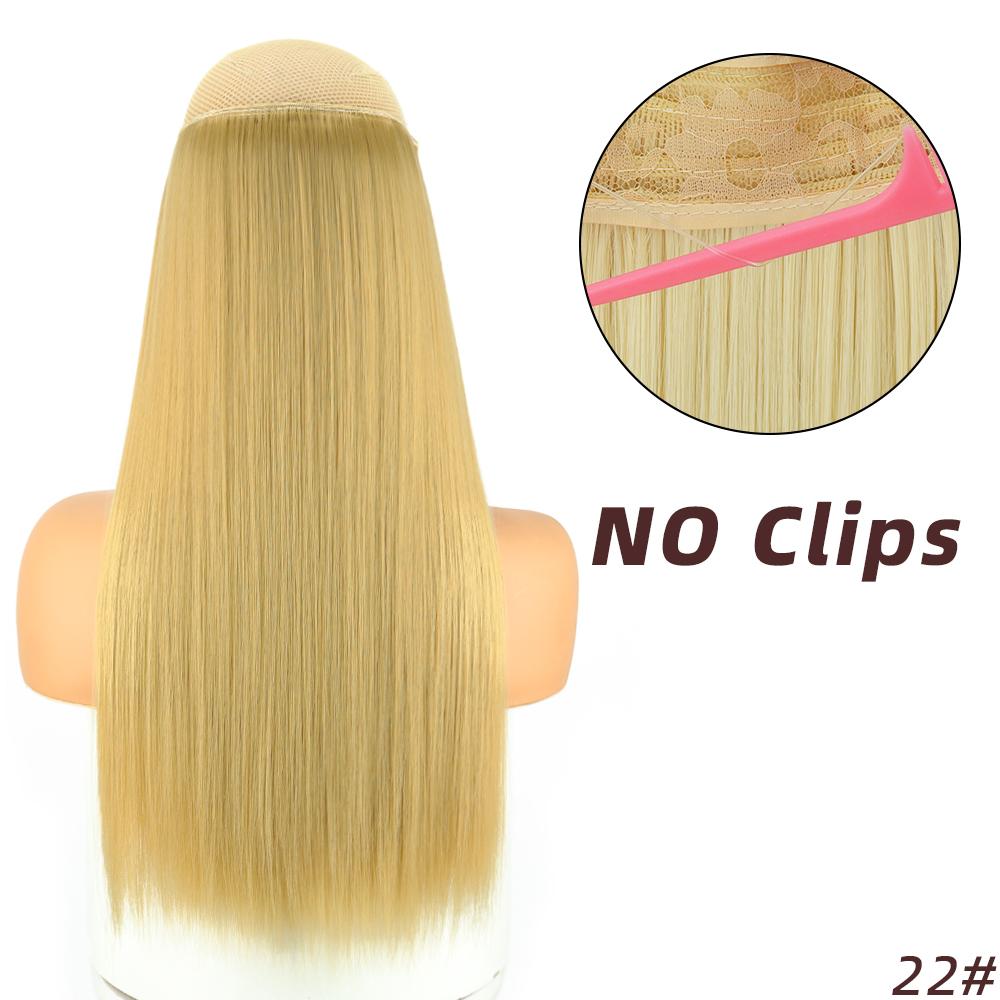 XINRAN Moda Femei Lung Drept Negru Fără Agrafe Extensii Păr Fibră Sintetică Naturală Purtare zilnică Cosplay Strat Postiță