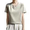 High-Quality Women's V-Neck Short-Sleeve Mercerized Cotton T-Shirt: Non-See-Through, Casual, Sweat-Absorbent, Breathable, Versatile Fit.