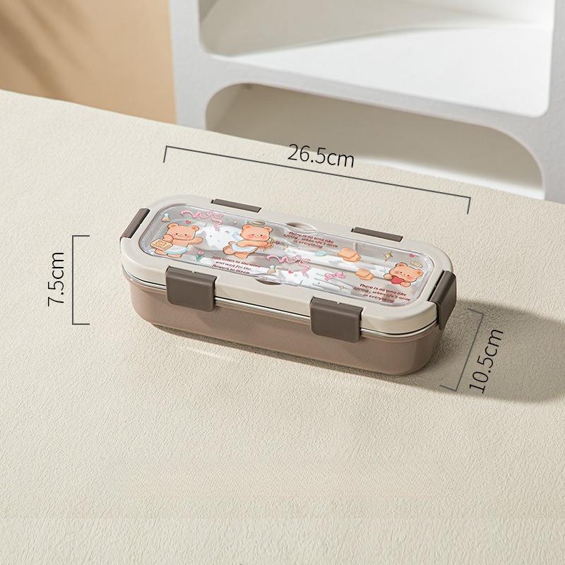 Cartoon Lunch Box Safe Rectangle Shape 304 Stainless Steel Office Workers Compartment Rectangle Container Food Preservation