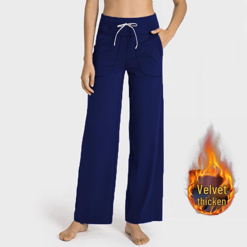 LULU ZGLY Women s High-Waisted Velvet Wide-Leg Yoga Pants for Winter, Slimming Pilates Training Sportswear Large