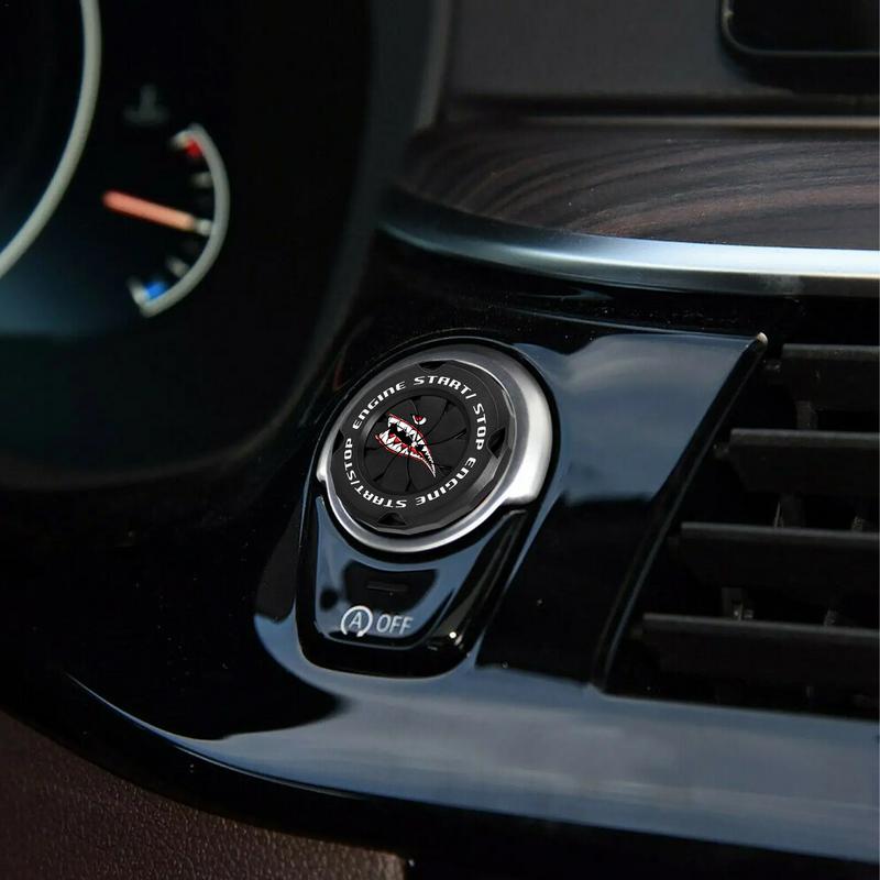 Push To Start Button Cover Push Start Button Accessories Shark Decorative Rotary Interior Decorations Decals For Dashboard Wheel