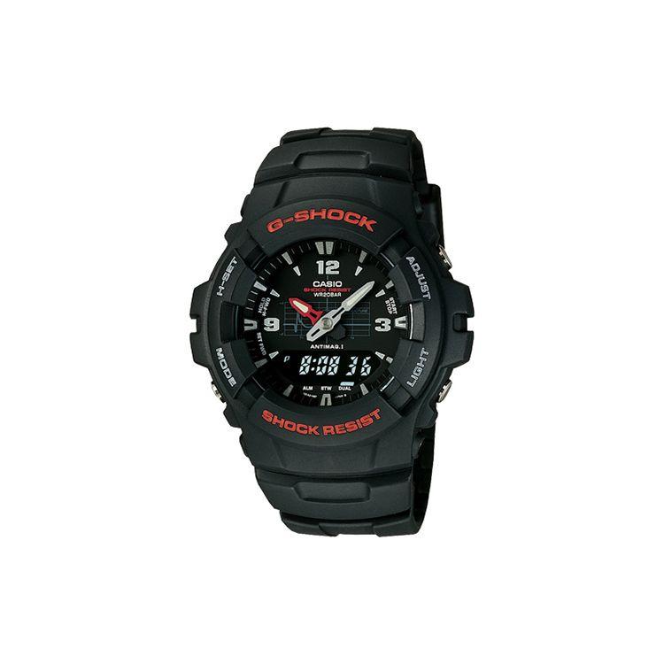 Casio G-Shock Series Fashion Trend Classic Quartz Movement Resin Strap Watch Women watches Black G-100-1B Black Dial