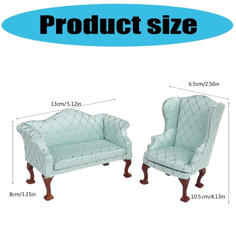 Miniature Pink Quilted Armchair Wooden Doll Furniture 1/12 Scale For Living Room Scene Accessories