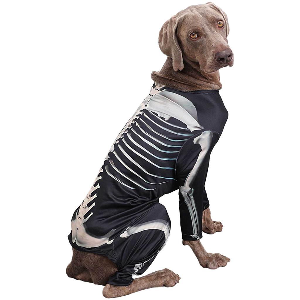 Hund Skelett Print Shirt Mode Haustier Hoodie Kostüm für Halloween Party Atmungsaktives Stretchiges Shirt Festival Outfit