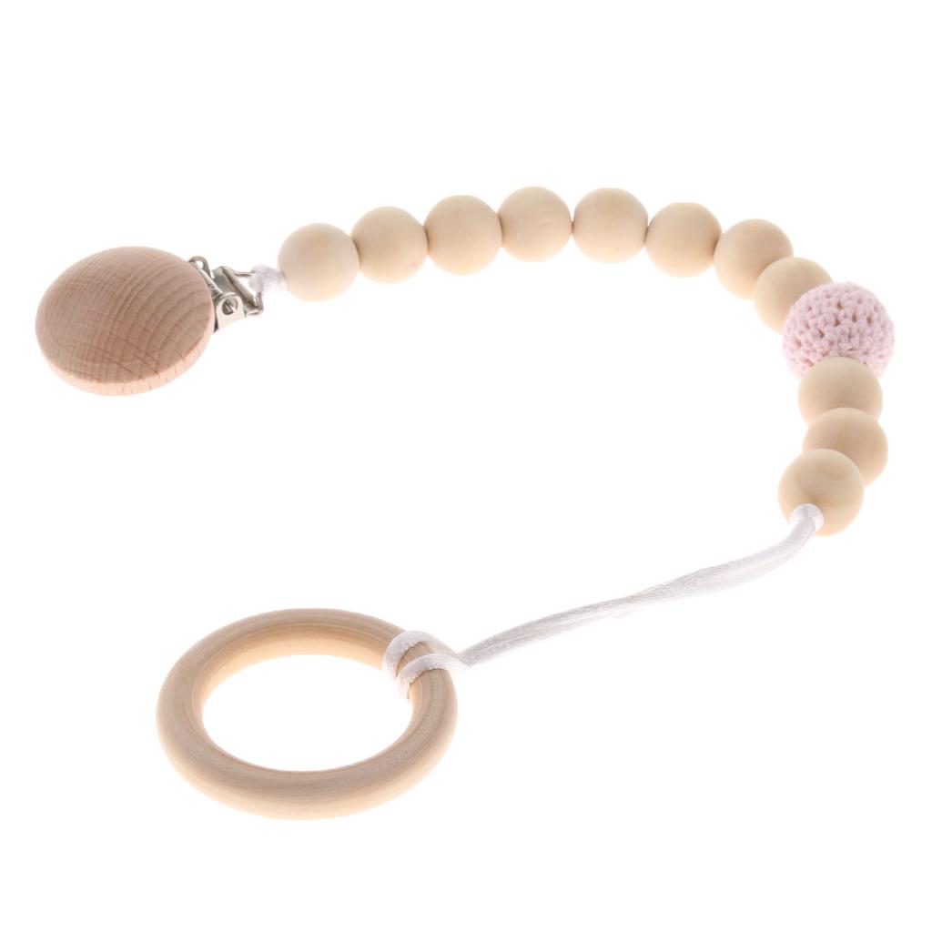 Wooden Beaded Baby Holder Pacifier Clip Teether Chain, Style 8