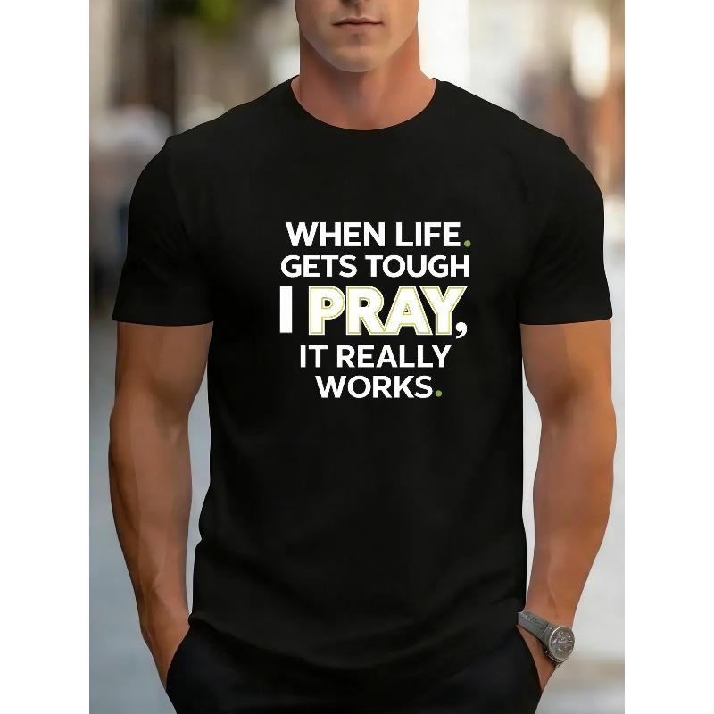 Europäische Größen Herren Freizeit T-Shirt mit kurzen Ärmeln und Rundhalsausschnitt | Inspirierender Textdruck, Geeignet für den täglichen Gebrauch und zu Hause, Vielseitiges Top im Street-Trend