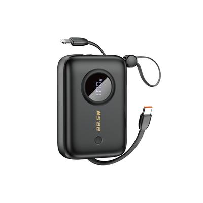 Powerbank 10000mAh mit USB-C Lightning Kabeln schwarz