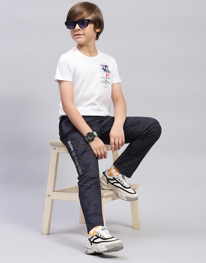 Monte Carlo Boys Printed Navy Blue Regular Fit Lower