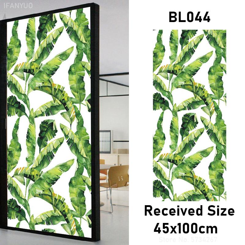 

Матовые Тропические Растения Цветы Животные Оконные Стекла Электростатические Наклейки Декоративная Защитная Пленка Без Клея Съемные 45x100cm