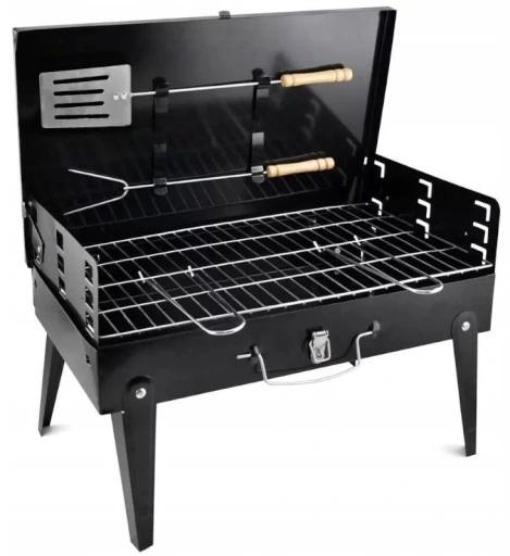 Grill Turystyczny Przenośny W Walizce 42 X 22 Cm + Przybory Do Grillowania