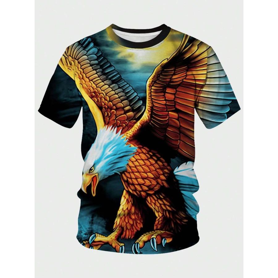 Men's T Shirts Vintage Animal Eagle 3d Printed Casual Short Sleeve Tee Shirt Fashion Outfits Streetwear O Neck Oversized Tops