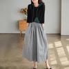 Damen Frühling Hohe Taille Lässig Weite Hose Elegant Kariert Weitbein Hose Rock