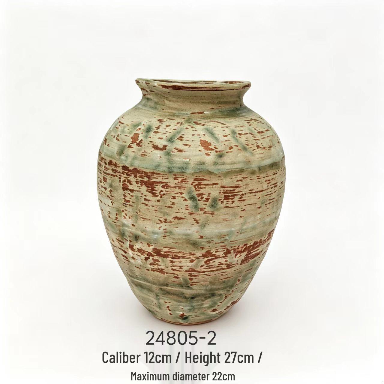 Wabi-sabi Style Retro Ceramic Vase - Vintage Chinese Flower Arrangement Ornament for Living Room or Tea Room