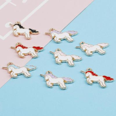 10 Stück Einhorn-Charm, Legierung, Emaille-Anhänger für Armband, Halskette, Schmuckherstellung, DIY-Ohrringe