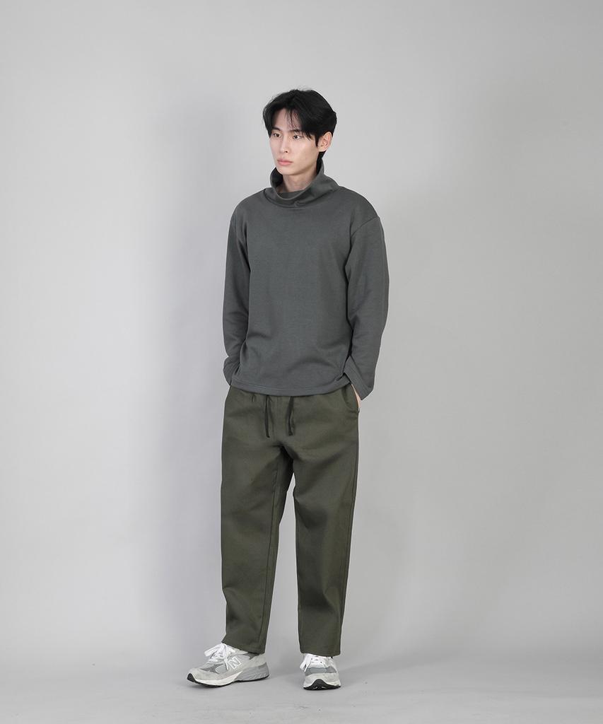 Seinteukeulu Plain Turtleneck Long Sleeve Tee Ppl-884 Slate Gray