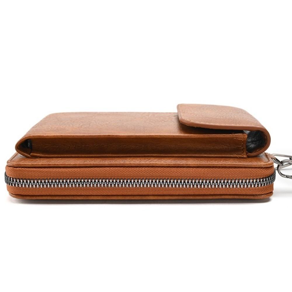 Fashionable Multi Functional Crossbody Bag Purse PU Leather Retro Style Mobile Phone Bag Solid Color Womens Casual Shoulder Bag