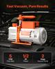 Vacuum Pump, 5 CFM 142 L/min, HVAC Two Stage Rotary Vane AC Vacuum Pump, for R134a R22 R410a Systems, 4 Pole Motor, for Automotive Air Conditioner