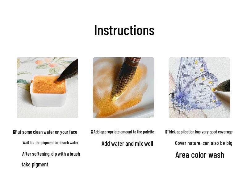 Pearlescent Gold & Silver Watercolor Paint for Nail Art & Chinese Painting