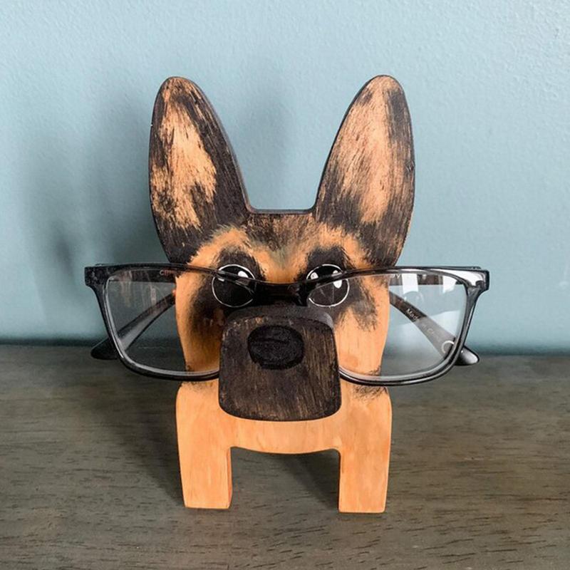 Animal Glasses Stand Holder Creative Puppy Dog Pet Shape Glasses Rack For Christmas Gift Wooden Home Office Desk Decor