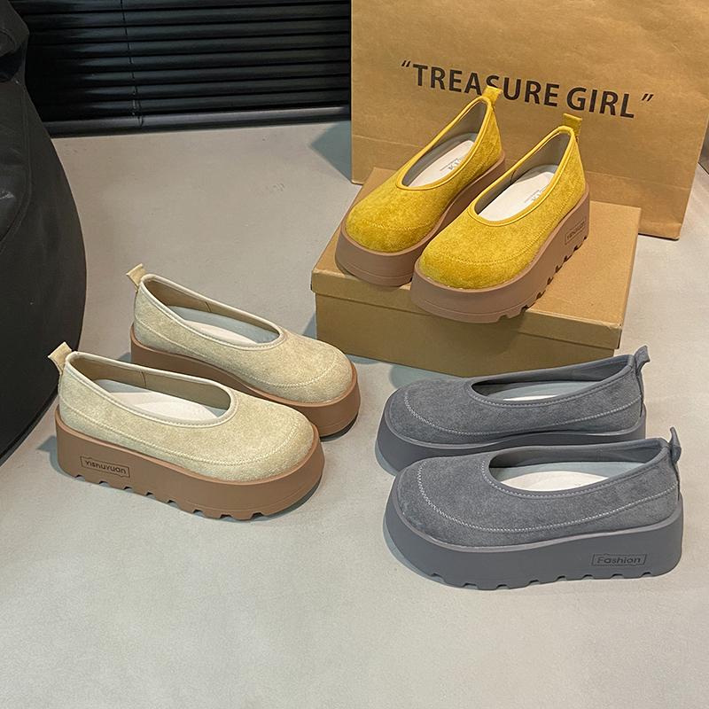 TUINANLE Thick-Soled Women's Platform Loafers Women Suede Loafers Casual High Heels Sneakers Shoes
