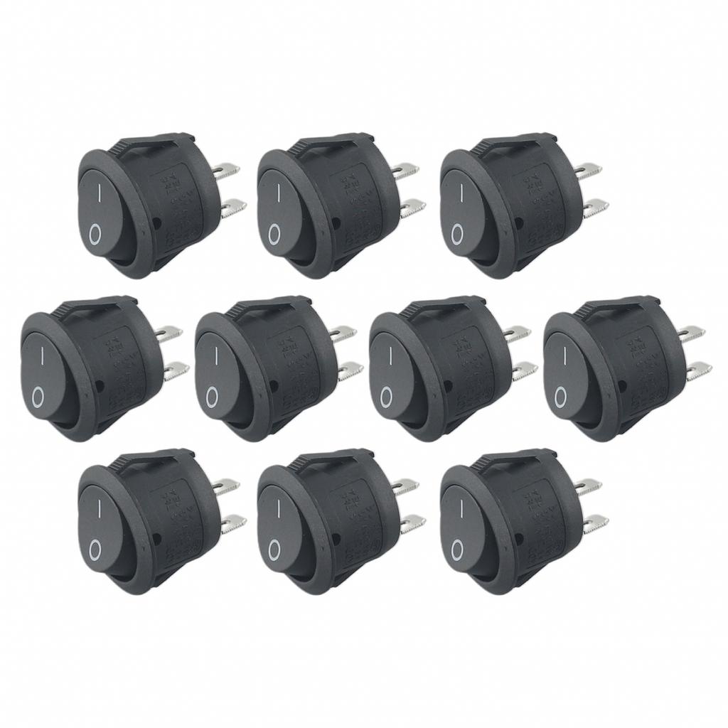10PCS New 23mm Diameter 12V Lip Small Round Rocker Switch Black 2 Pin ON-OFF