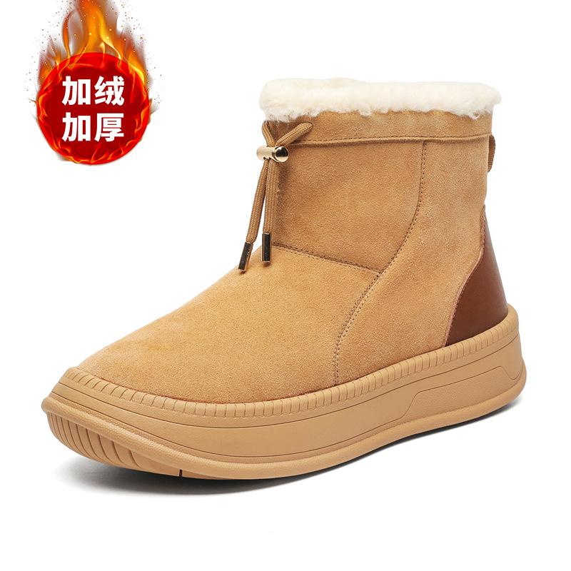 2562 platform snow boots autumn and winter British leather outdoor velvet cotton shoes men and women couples winter warm shoes