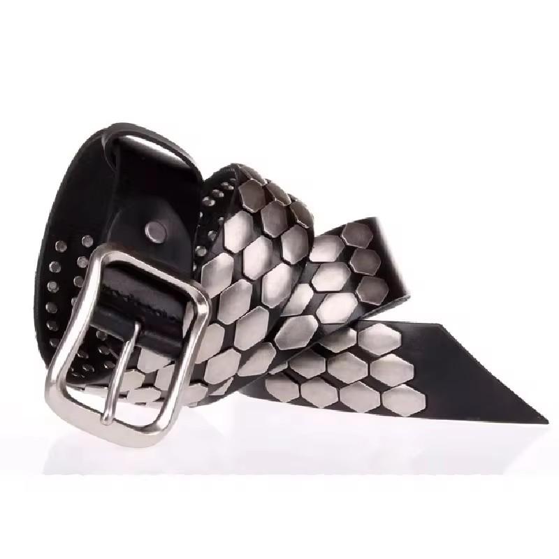 

3.8CM Top Layer Individuality Male Belt Genuine Leather Belts Novelty Designed Personally Gift for Man Decoration for Jeans 125cm чорний