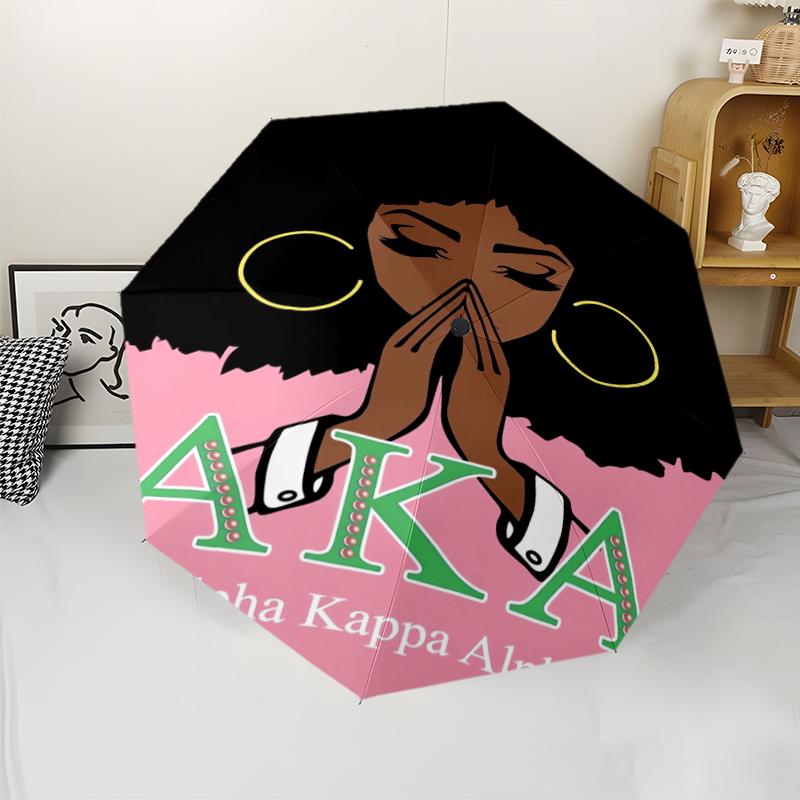 AKA Theme Automatic Umbrella, Lightweight & Portable, 8 Rib, Perfect for Outdoor Travel, Birthdays, Christmas, Gifts.