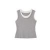 Demana Faux Two-Piece U-Neck Vest T-Shirt