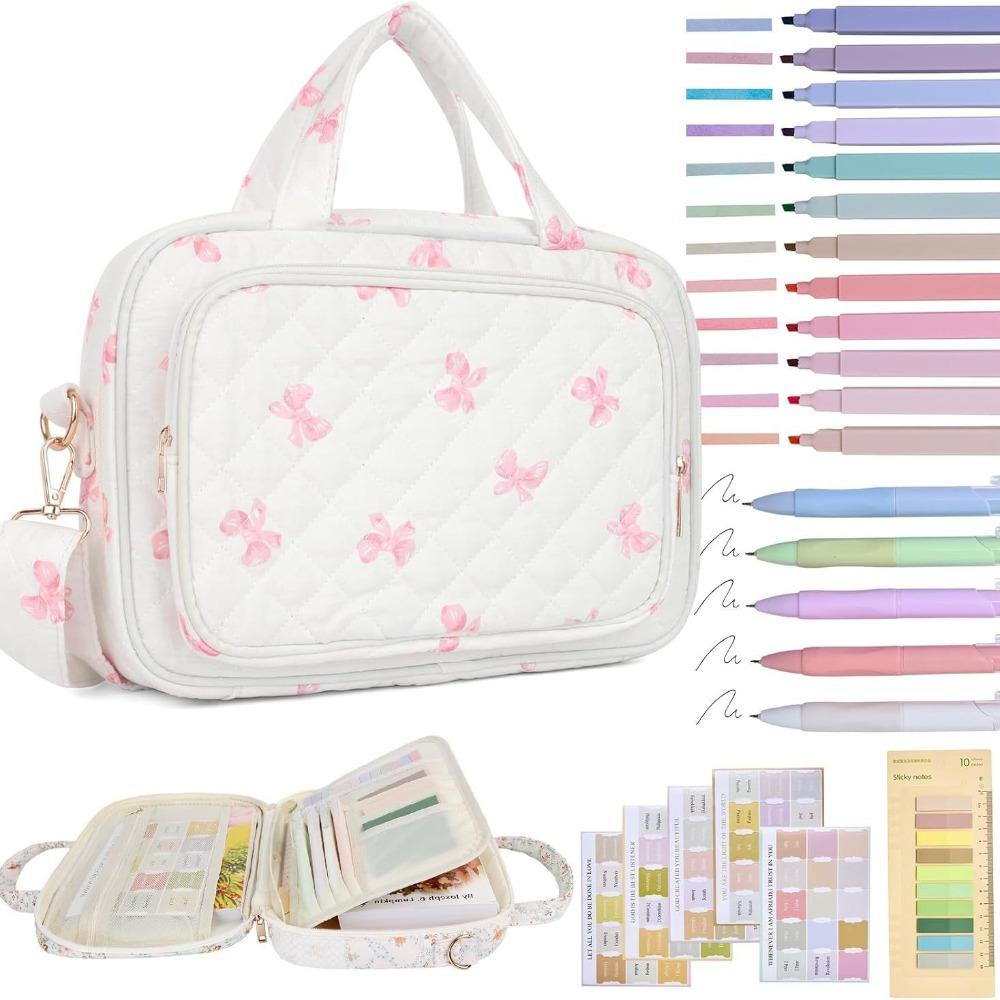 Quilted Bible Cover Case for Women Large with Pen Stickers Bible Study Supplies Protective Dust-proof Bible Cover Bag