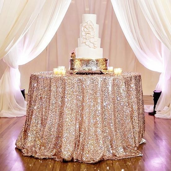 Tablecloth Round Shape Stunning Sequins Reusable Tablecloth Scratch-Resistant Breathable Stain-Resistant Table Cover