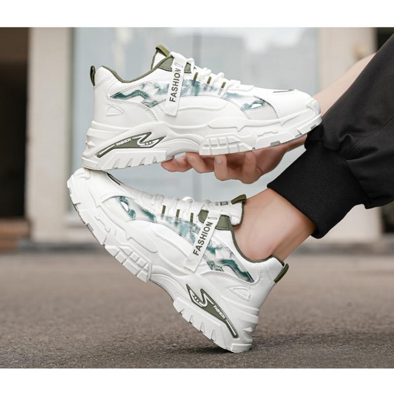 Men S Breathable Leather Upper Dad Shoes Casual Sports Fashion Sneakers