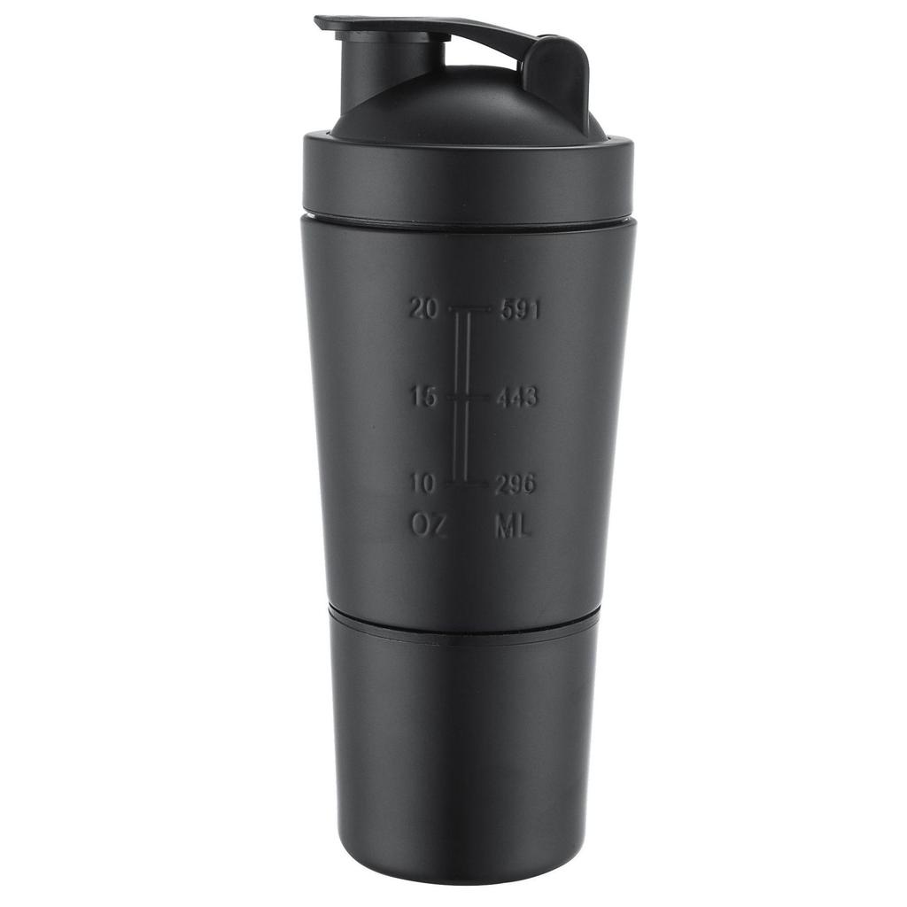 304 Edelstahl Shaker Becher mit Aufbewahrungsschicht - Doppelseitiger Protein Mixer für Sport und Fitness